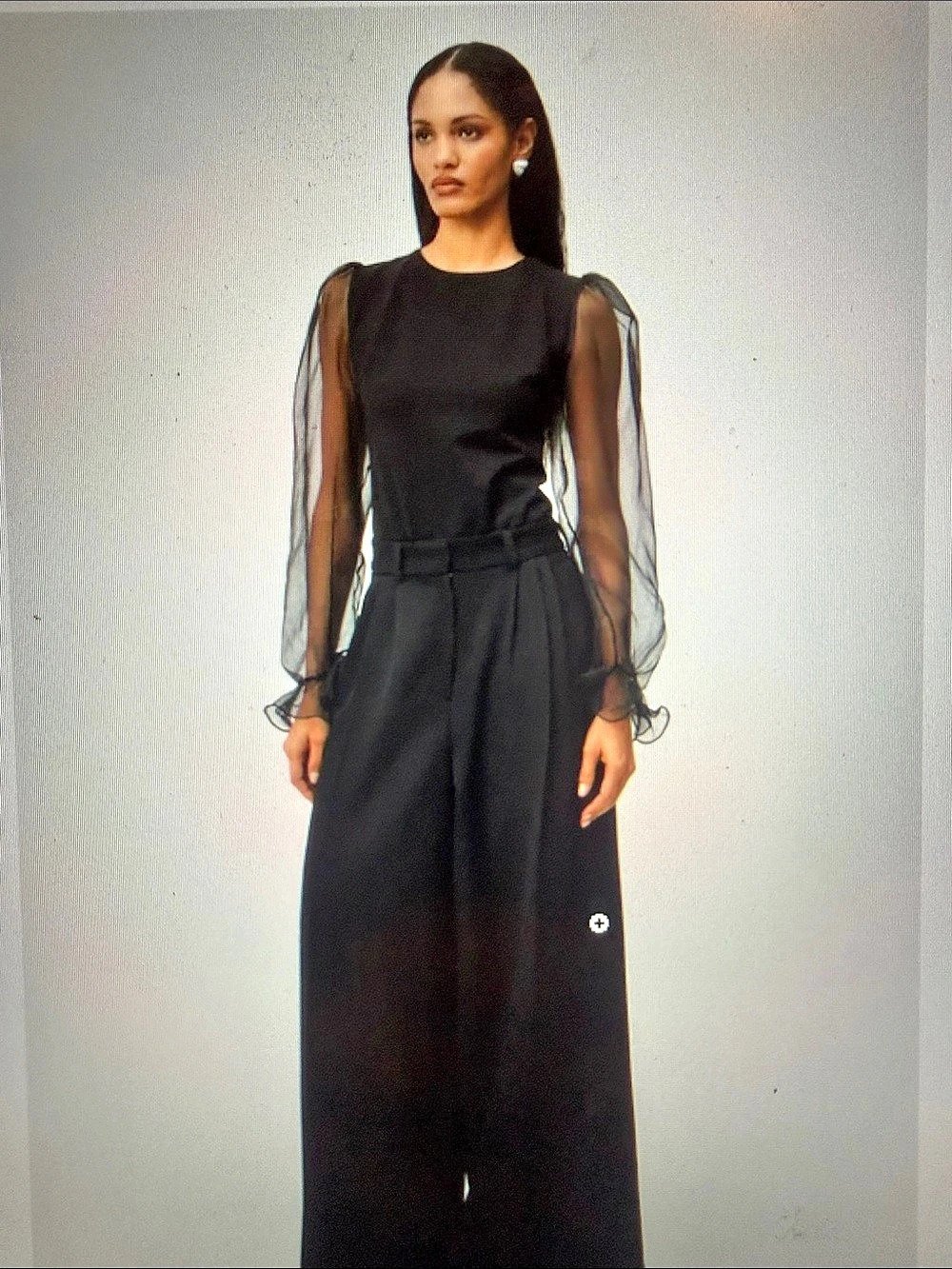 Undress Code NWT Hidden Promise Bodysuit Black with Sheer Sleeves 100% Silk